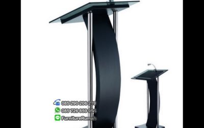 Mimbar Podium Minimalis Kayu Jati Solid Tiang Stainles