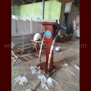 Mimbar Podium Minimalis Stainless Kayu Jati Solid Pesanan BNN Jakarta