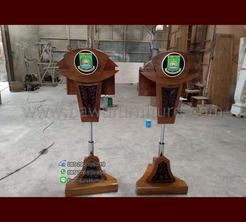 Podium Jokowi Minimalis Stainless Hidrolic Jati Jepara - Image 5