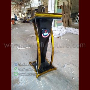 Podium Kayu Jati Minimalis Stainless Gold Modern