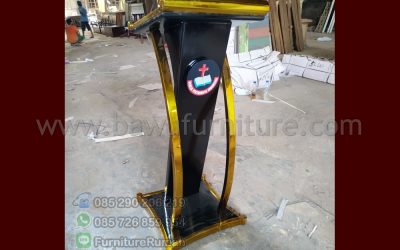 Podium Kayu Jati Minimalis Stainless Gold Modern