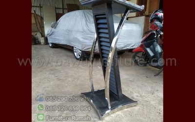 Podium Minimalis Stainless Krepyak Kombinasi Kulit Sintetis