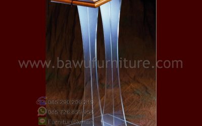 Jual Podium Akrilik Minimalis Kombinasi Top Kayu Jati Solid
