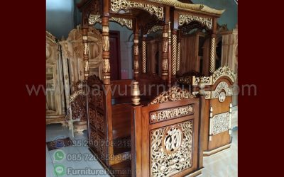 Mimbar Jati Ukir Atap Kubah Lafadz Allah Jepara