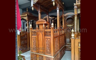 Mimbar Masjid Atap Kubah Kayu Jati Solid