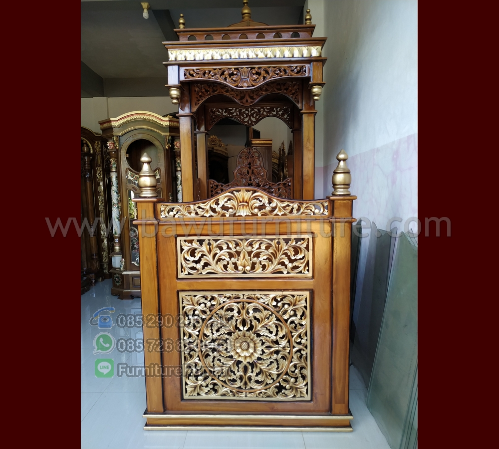 Mimbar Masjid Ukir Atap Kubah Jati Jepara - Image 2