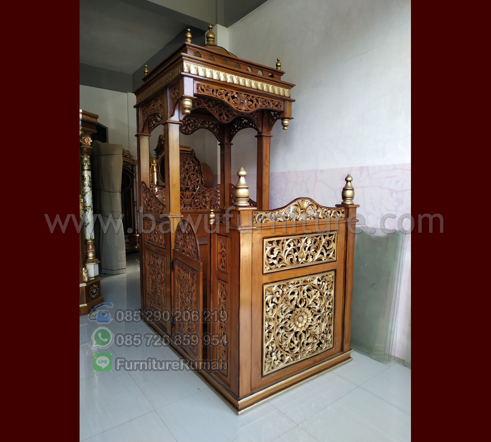 Mimbar Masjid Ukir Atap Kubah Jati Jepara