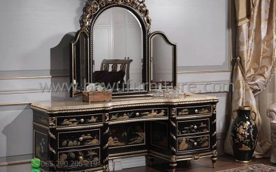 Meja Rias Ukir Mewah Duco Hitam Emas