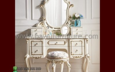 Meja Rias Ukiran Antique Duco Putih