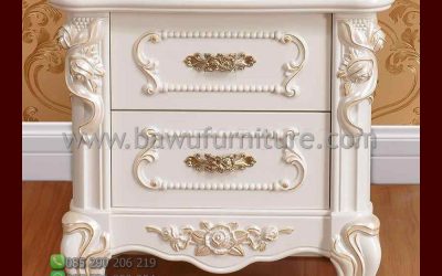 Nakas Ukiran Putih Model 2 Laci