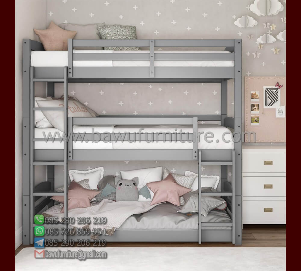 Tempat Tidur Tingkat 3 Model Minimalis Harga Murah Bawu Furniture