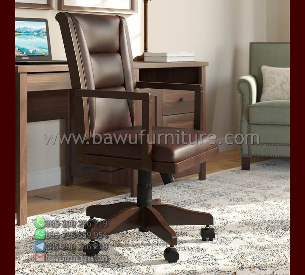 kursi kantor kayu jati desain minimalis harga murah | bawu furniture