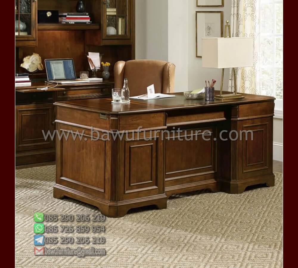 meja direktur jati model minimalis klasik | bawu furniture