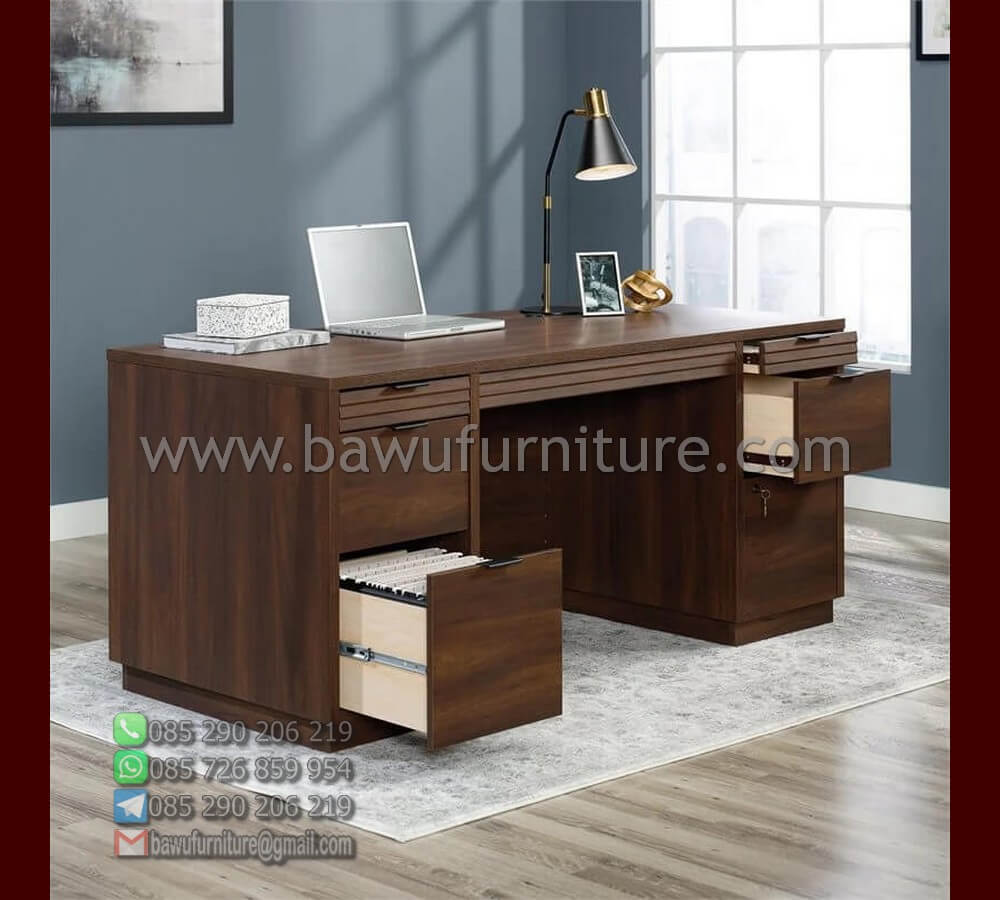 meja direktur minimalis kayu jati model modern murah | bawu furniture