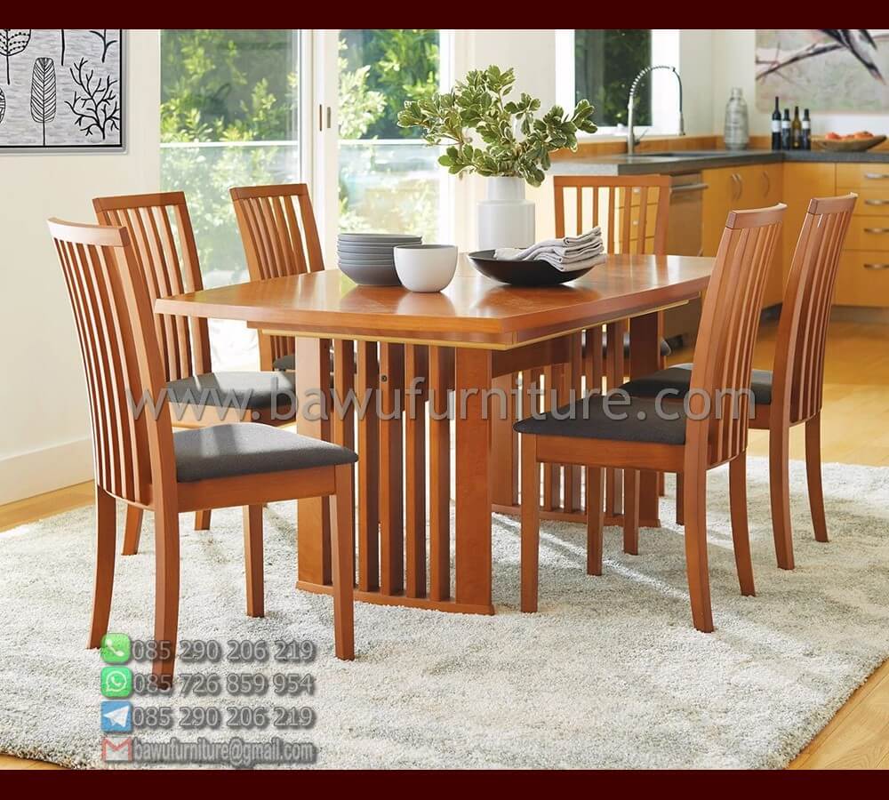 jual meja makan kayu minimalis 6 kursi harga murah | bawu furniture