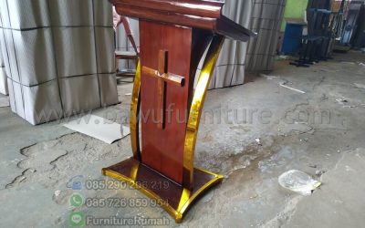 Mimbar Gereja Minimalis Kombinasi Stainless Gold