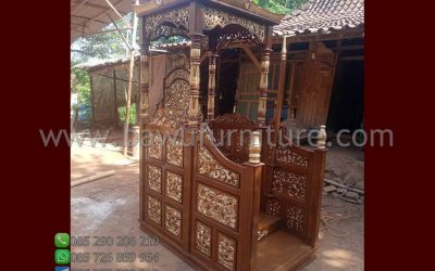 Mimbar Masjid Kayu Jati Model Kubah Terlaris