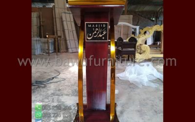 Mimbar Masjid Mewah Abdurrohman Stainless Gold Jati
