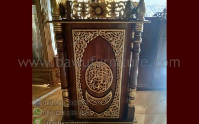 Mimbar Masjid Ukiran Motif Bulan Sabit Kayu Jati Jepara