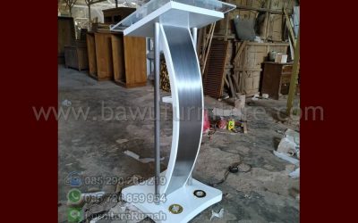 Mimbar Podium Minimalis Stainless Duco Putih