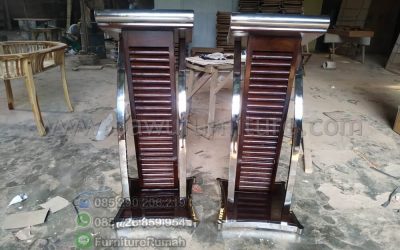 Podium Minimalis Stainless Krepyak Jati Solid