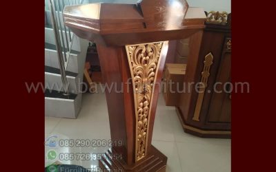Podium Presiden Kayu Jati Solid Motif Daun Emas