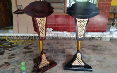 Jual Podium Jokowi Stainless Gold Jati Jepara Murah
