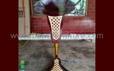 Meja Podium Hidrolik Gold Model Presiden Jokowi Jati