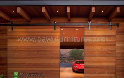 Pintu Garasi Minimalis Modern Sliding Dari Kayu Jati