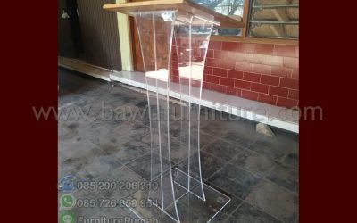 Podium Gereja Minimalis Akrilik Top Meja Kayu Jati