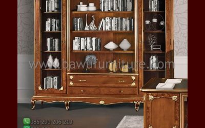 Lemari Buku Kantor Model Klasik Dari Kayu Jati Jepara