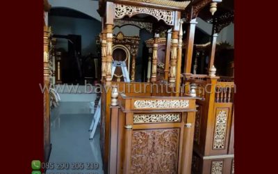Mimbar Khutbah Jati Model Atap Kubah Ukir Jepara