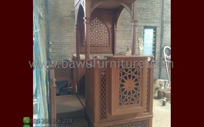 Mimbar Masjid Ornamen Arabic Dari Kayu Jati Jepara