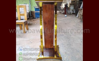 Podium Modern Stainless Gold Minimalis Dari Jati Jepara