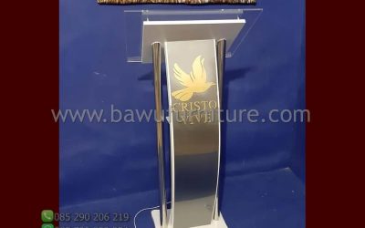 Podium Stainless Minimalis Modern Dengan Akrilik