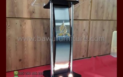 Podium Stainless Modern Dengan Akrilik Model Minimalis