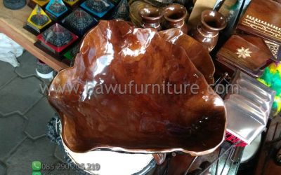 Tempat Buah Kayu Jati Bentuk Mangkuk
