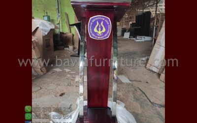 Podium Pidato SMA Model Minimalis Jati Dan Stainless