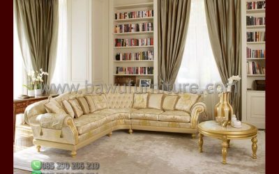 Sofa Sudut Ruang Tamu Klasik Mewah Ukir Jepara