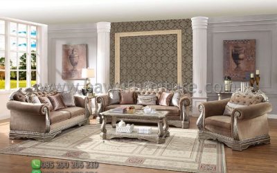 Sofa Tamu Mewah Silver Model Klasik Italia Ukir Jepara