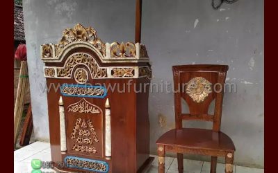 1 Set Mimbar Ceramah Model Ukir Jepara Dari Kayu Jati