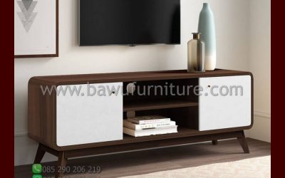 Bufet TV Kayu Jati Model Retro Minimalis Modern Terbaru