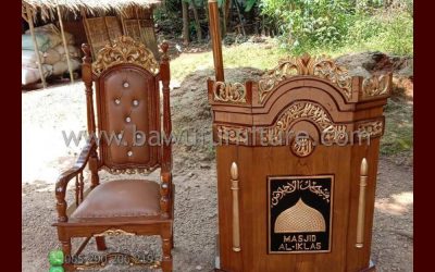 Mimbar Masjid Al Iklas Ukir Jepara Dari Kayu Jati