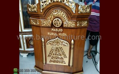 Mimbar Masjid Nurul Huda Ukir Jepara Dari Kayu Jati