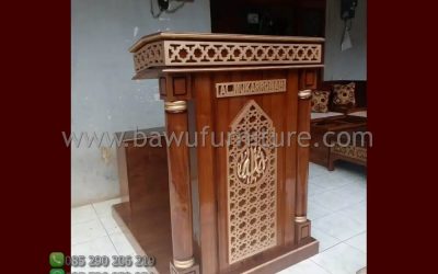 Mimbar Minimalis Masjid Al Mukarromah Dari Kayu Jati