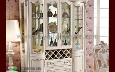 Lemari Hias Duco Putih Model Ukir Klasik Mewah Jepara