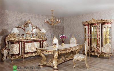 Meja Makan Ukir Mewah Model Klasik Jepara Terbaru