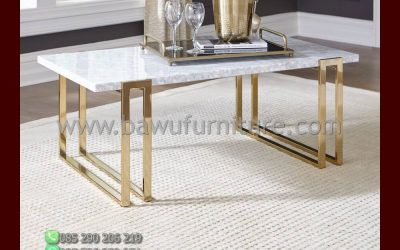 Meja Tamu Stainless Minimalis Top Marmer