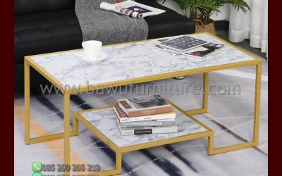 Meja Tamu Stainless Modern Top Marmer