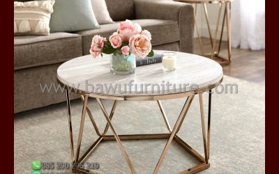 Meja Kopi Stainless Bundar Model Minimalis Modern